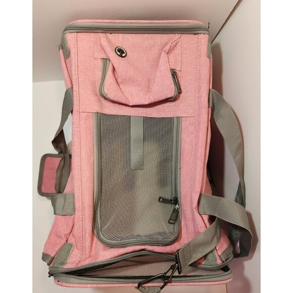 Pink & Grey Small/Medium Pet Carrier 17" x 12" x 12" Soft Sided Travel Approved - Picture 4 of 10